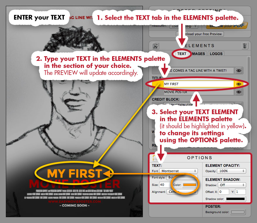 Easy Movie Poster - User Manual: Enter your Text